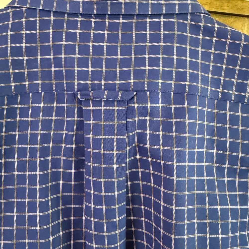 Faconnable Men’s Navy and White Windowpane Button-Down Shirt Size Large NWT - Picture 5 of 10